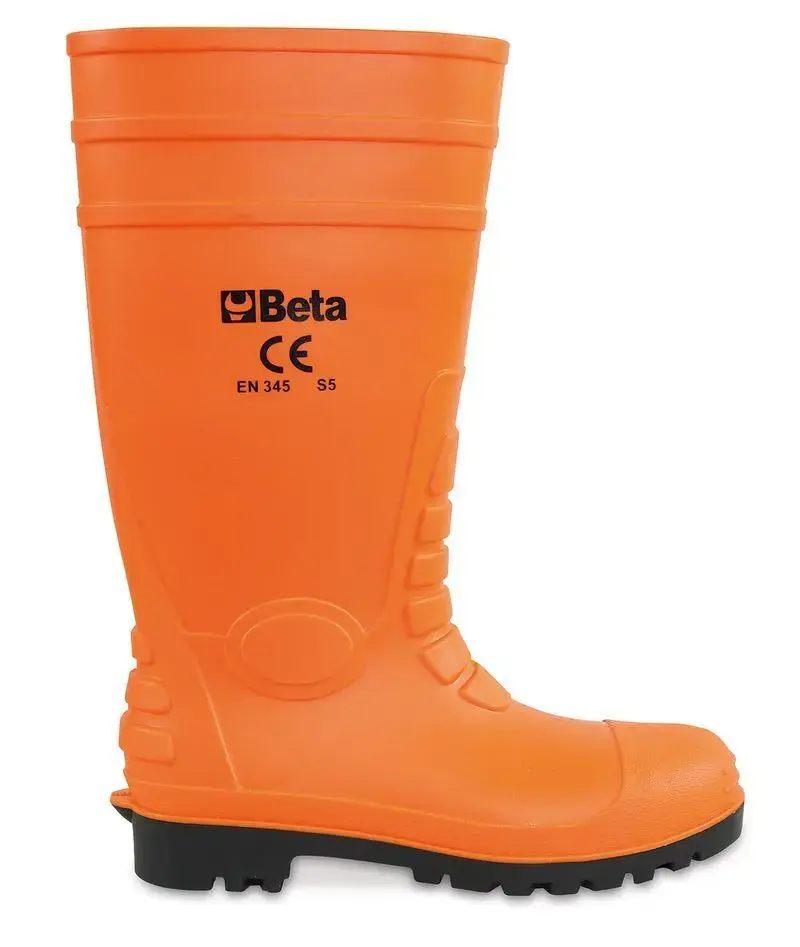 Buty robocze wysokie bezpieczne s5 pomarańczowe, z PCW, wodoodporne, podnosek stalowy, wkładka antyprzebiciowa r.47 1