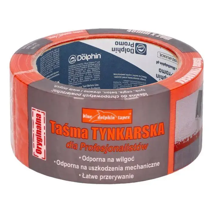 Taśma tynkarska 48mmx20m do chropowatych powierzchni Blue Dolphin pomarańczowa 1