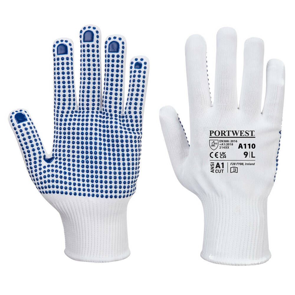 Rękawica Polka nylonowa i nakrapiana, kolor biały/niebieski, rozmiar XXL 1