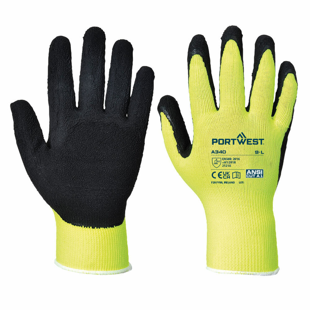 Rękawica ostrzegawcza lateksowa Grip, kolor żółty, rozmiar XS 1