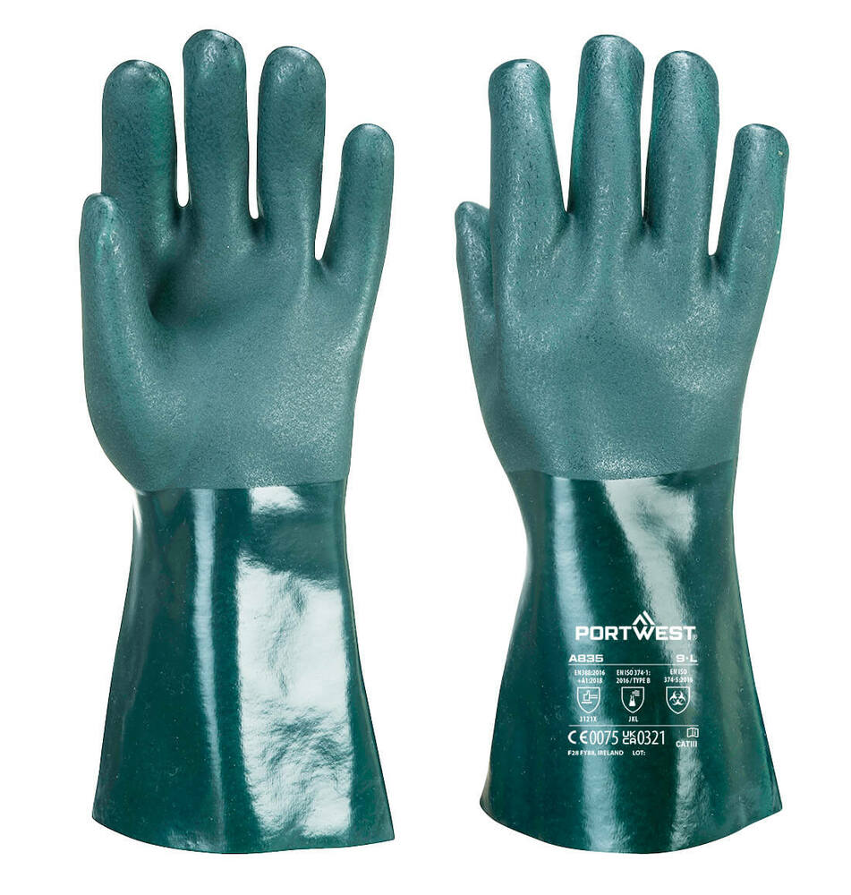 Dwuwarstwowa Rękawica PCV 35cm, kolor zielony, rozmiar XL 1