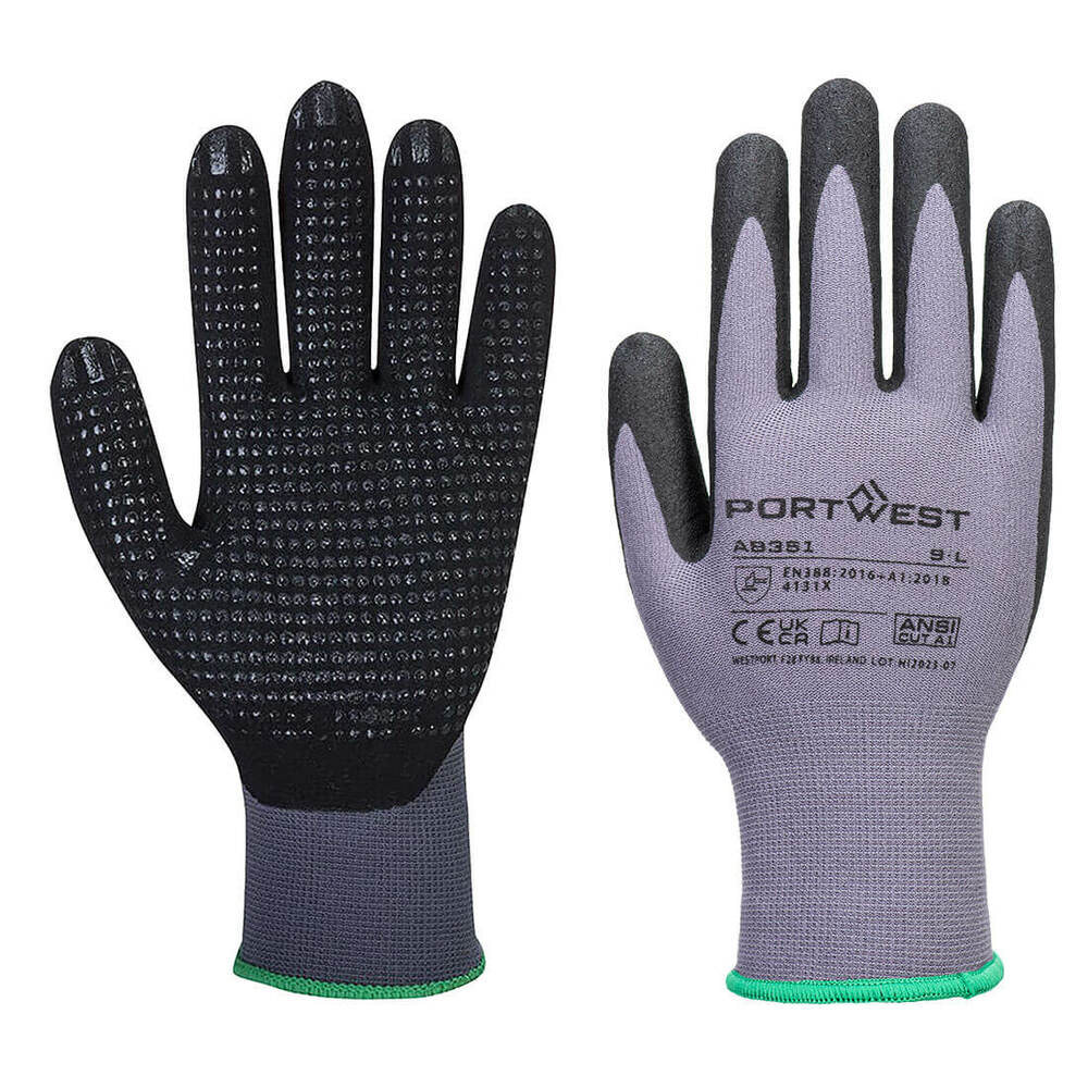 Rękawica DermiFlex Plus - 12 par, kolor szary/czarny, rozmiar L 1