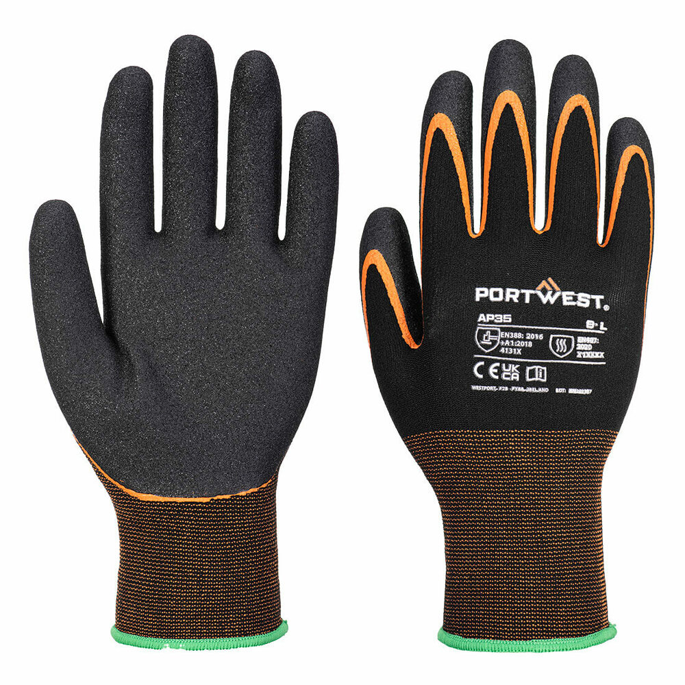 Rękawice Grip 15 Nitrile z podwójnym powleczeniem, kolor czarny/pomarańcz, rozmiar XL 1