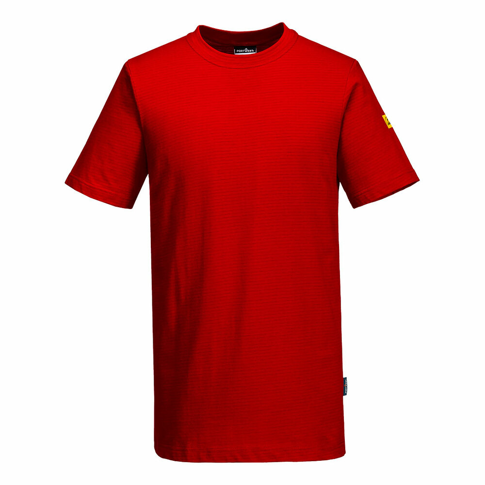 T-shirt antyelektrostatyczny ESD, kolor głęboka czerwień, rozmiar S 1