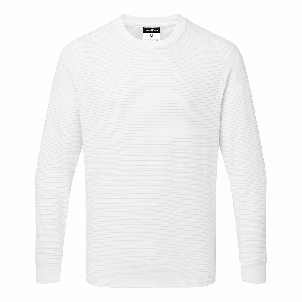 T-shirt antystatyczny ESD z długim rękawem, kolor biały, rozmiar S 1