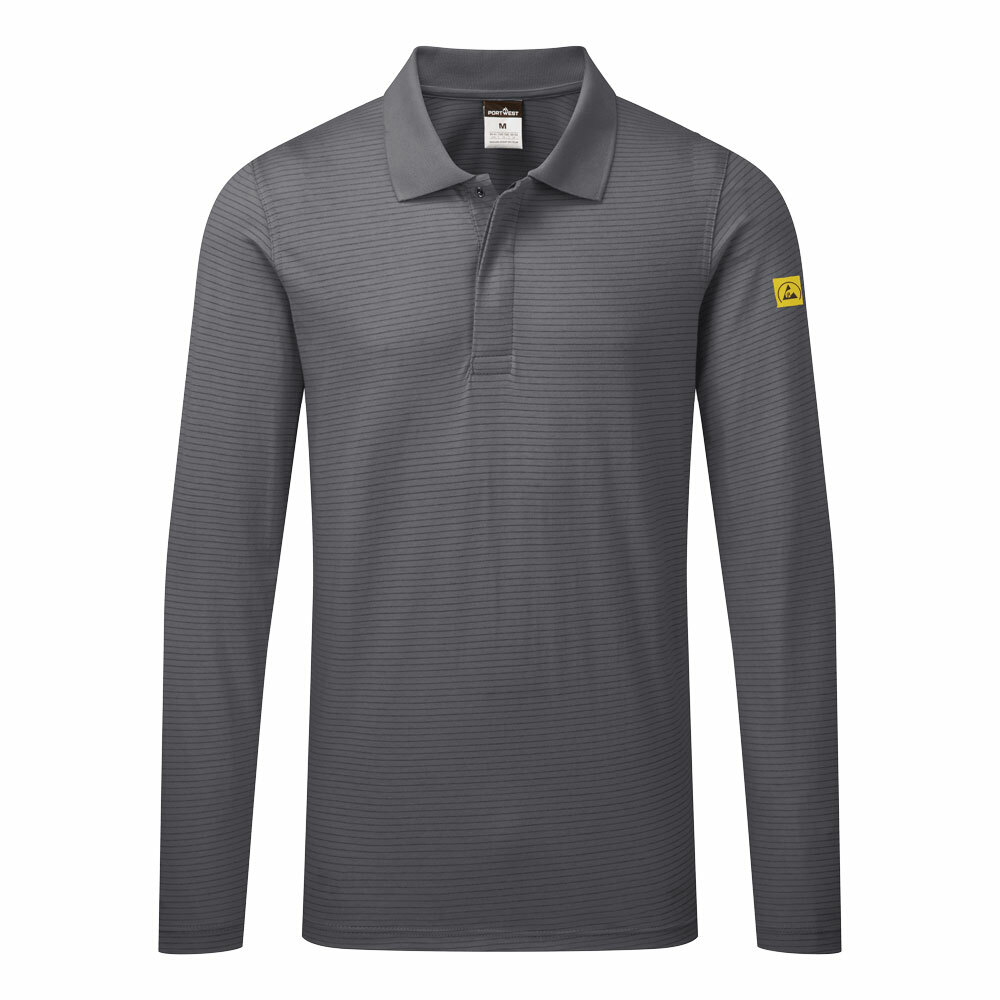 Anti-Static ESD Polo Shirt L/S, kolor szary, rozmiar 5XL 1