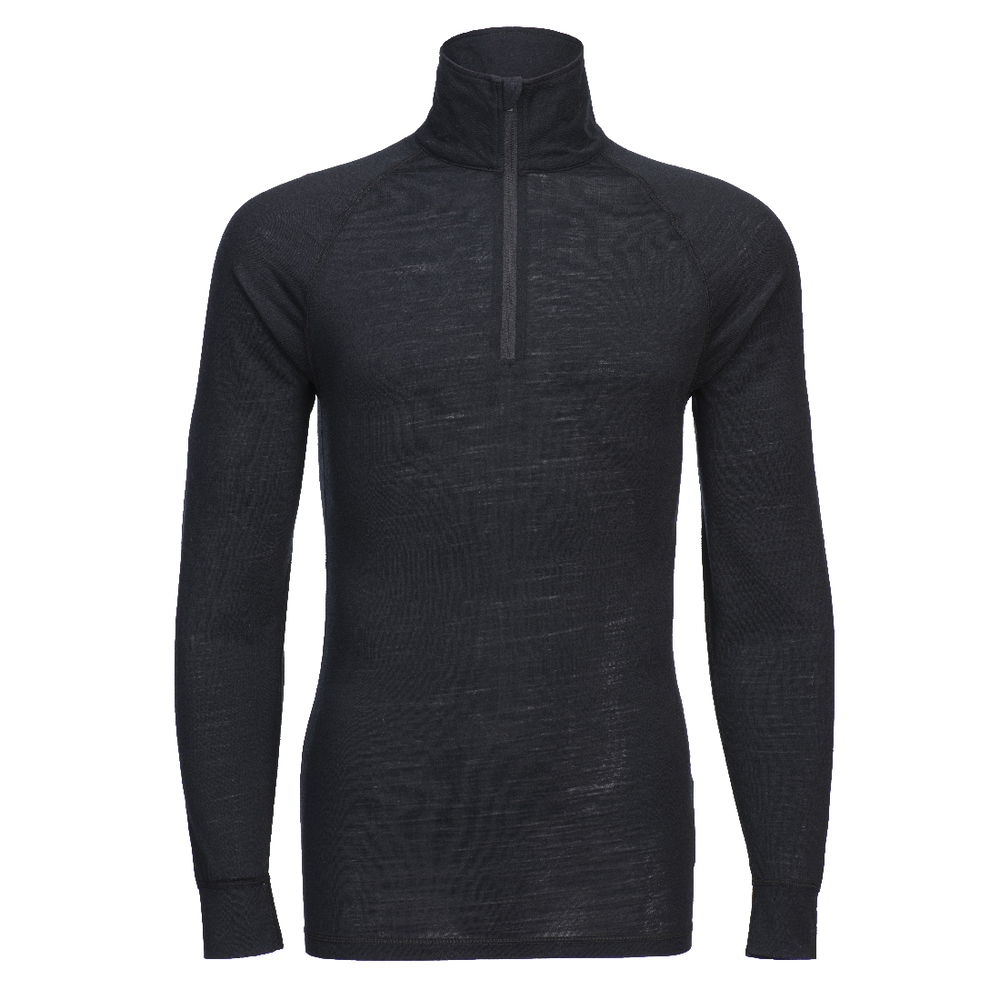 Bluza z zamkiem 1/4 z wełny Merino, kolor czarny, rozmiar L 1
