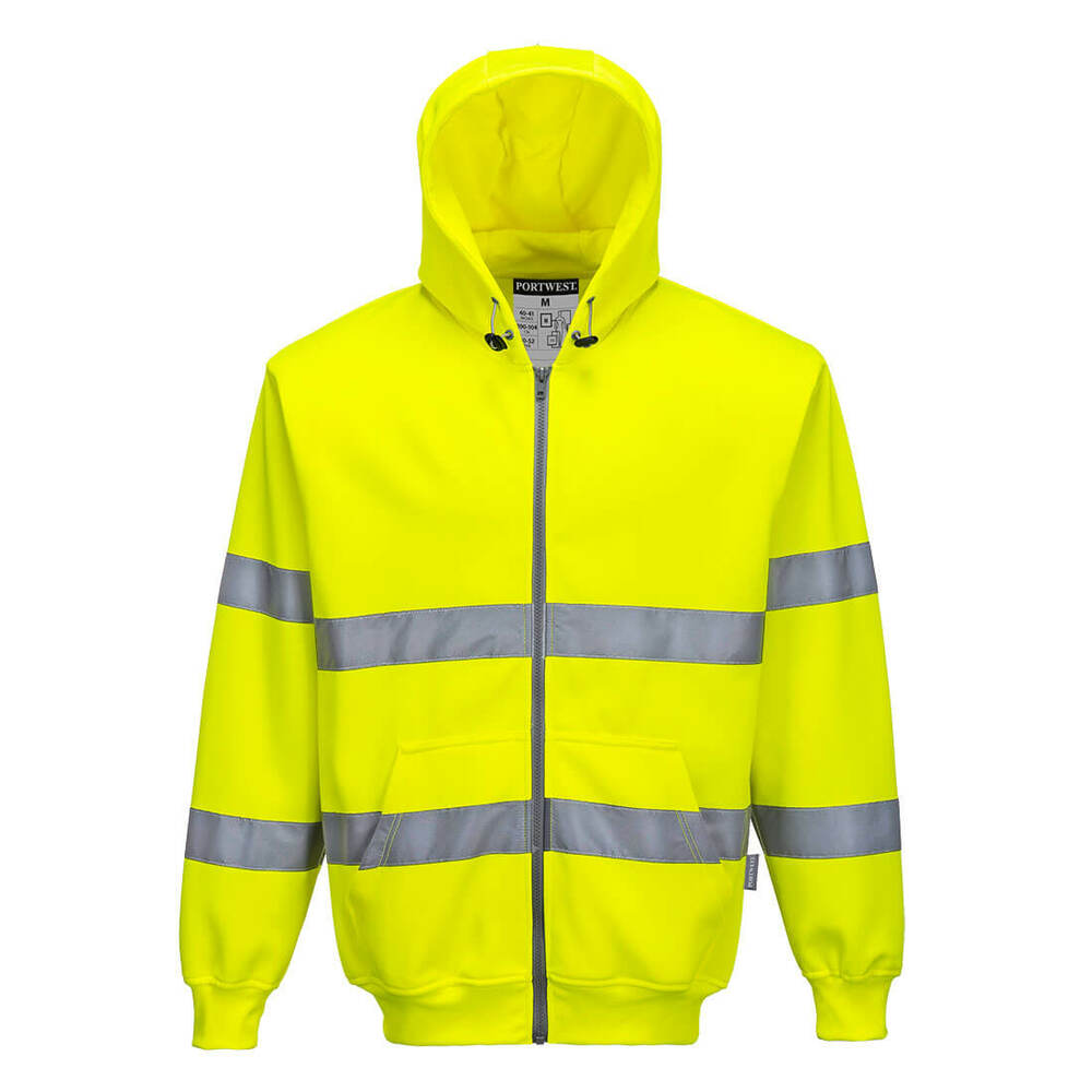 Bluza ostrzegawcza z kapturem zapinana na zamek błyskawiczny, kolor żółty, rozmiar 4XL 1