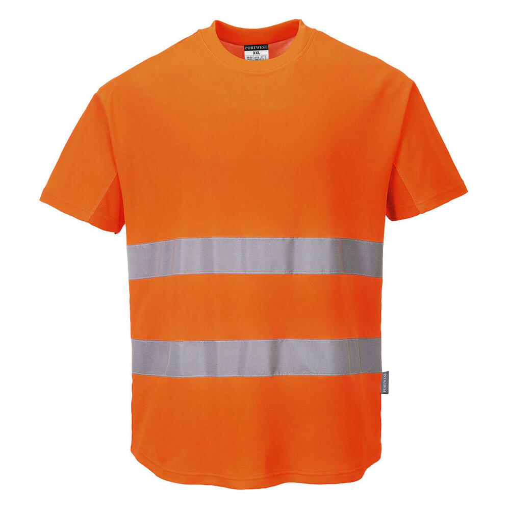 Ostrzegawczy T-shirt z panelami z siatki, kolor pomarańczowy, rozmiar XL 1
