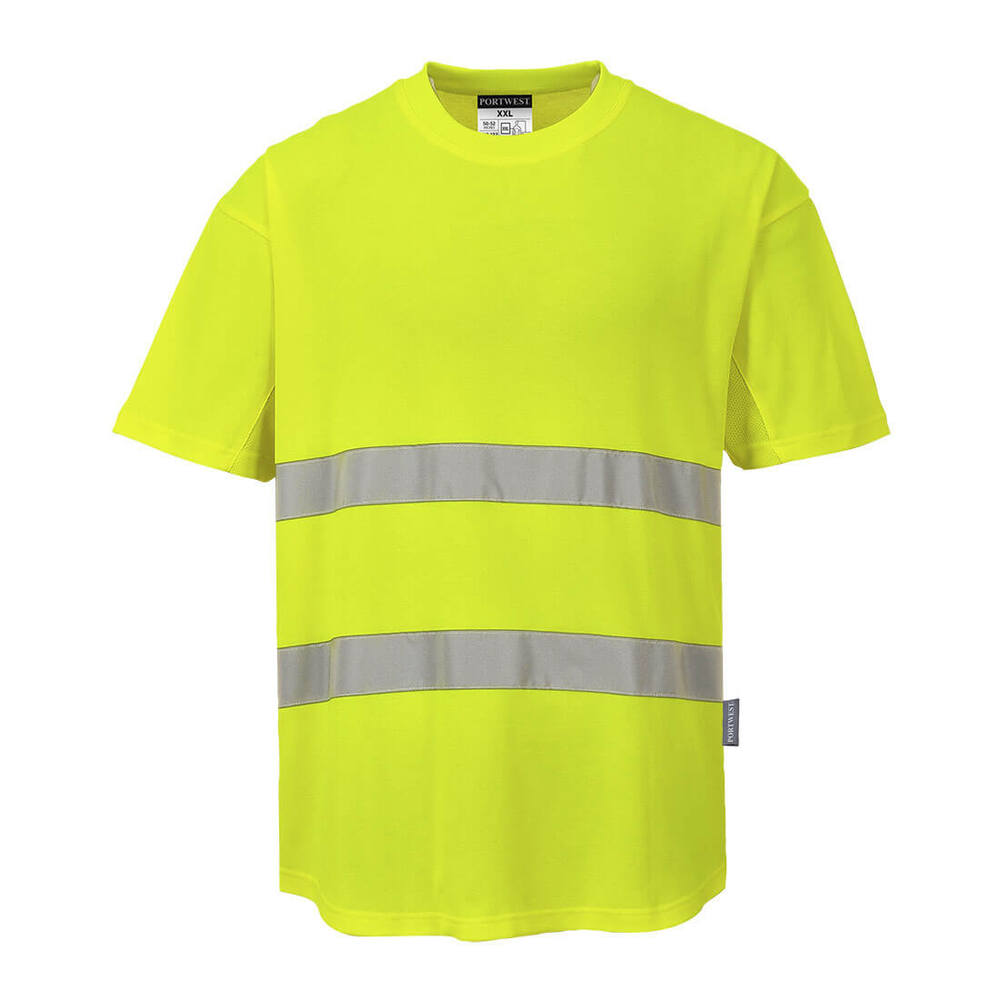 Ostrzegawczy T-shirt z panelami z siatki, kolor żółty, rozmiar XL 1