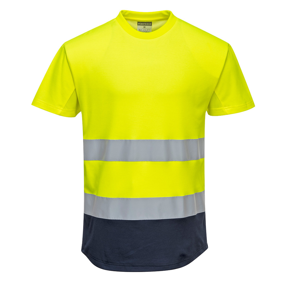 Dwukolorowy t-shirt siatkowy, kolor żółty/granatowy, rozmiar XXXL 1