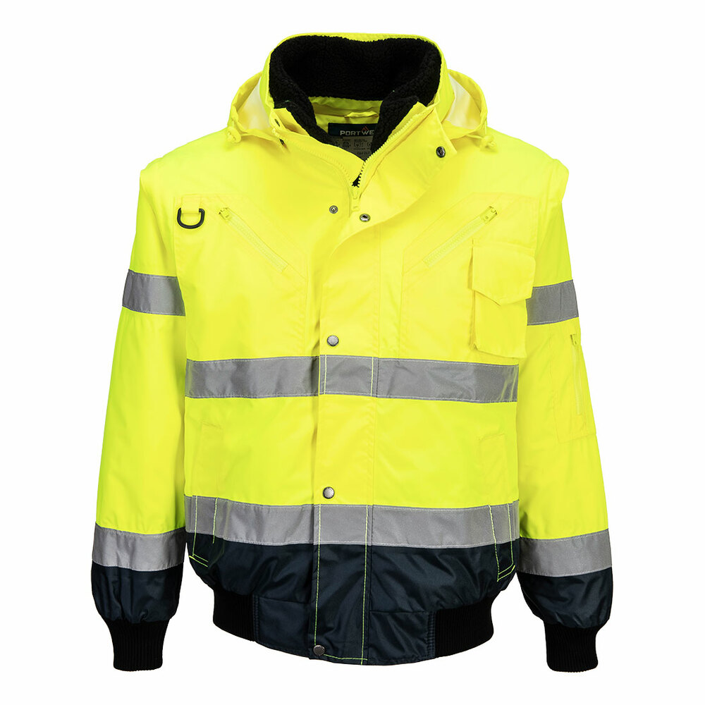 Kontrastowa kurtka ostrzegawcza Bomber 3 w 1, kolor żółty/granatowy, rozmiar XL 1