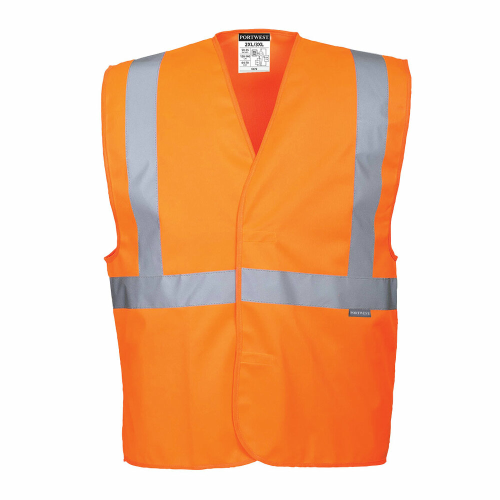 Kamizelka ostrzegawcza z taśmamą pionową i poziomą pomarańczowa rozmiar L/XL Portwest C472ORRL/XL 1
