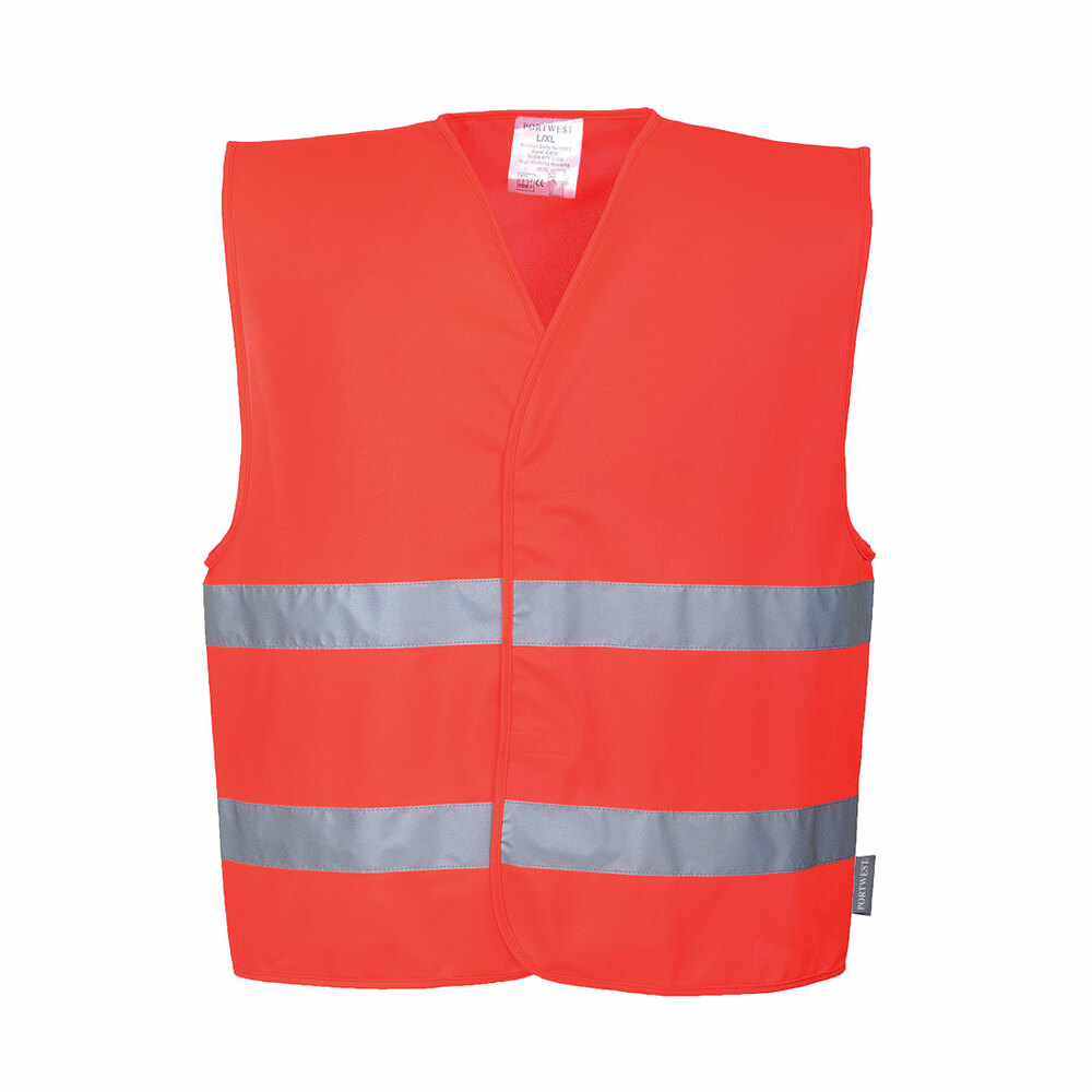 Kamizelka ostrzegawcza z dwoma taśmami poziomymi czerwona rozmiar L/XL Portwest C474RERL/XL 1