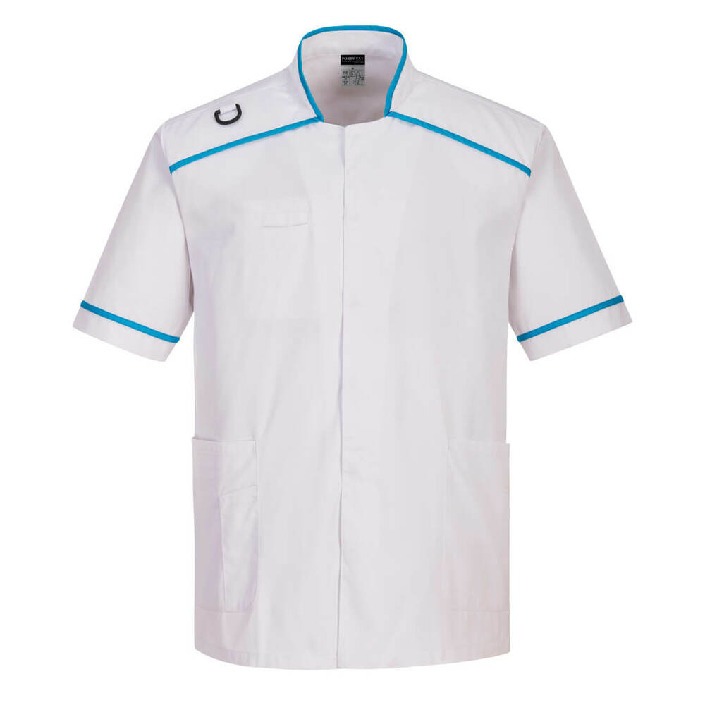 Tunika medyczna męska, kolor biały/aqua, rozmiar XXXL 1