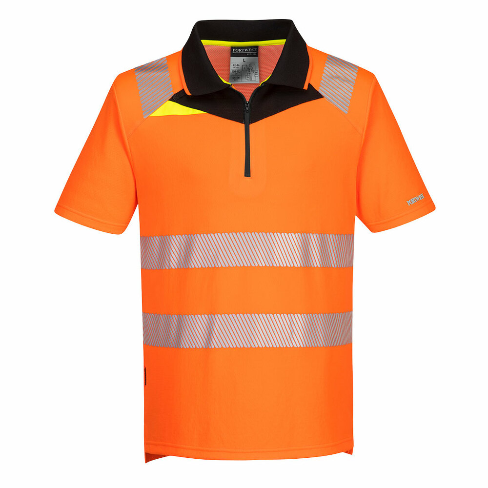 Kurtka ostrzegawcza polo DX4 z krótkim rękawem, kolor pomarańczowy/czarny, rozmiar 4XL 1