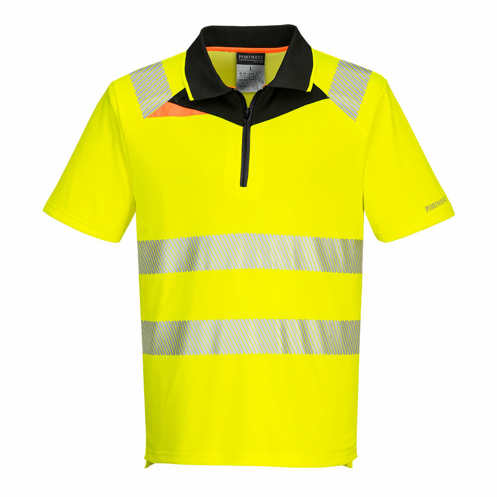 Kurtka ostrzegawcza polo DX4 z krótkim rękawem, kolor żółty/czarny, rozmiar XXL 1