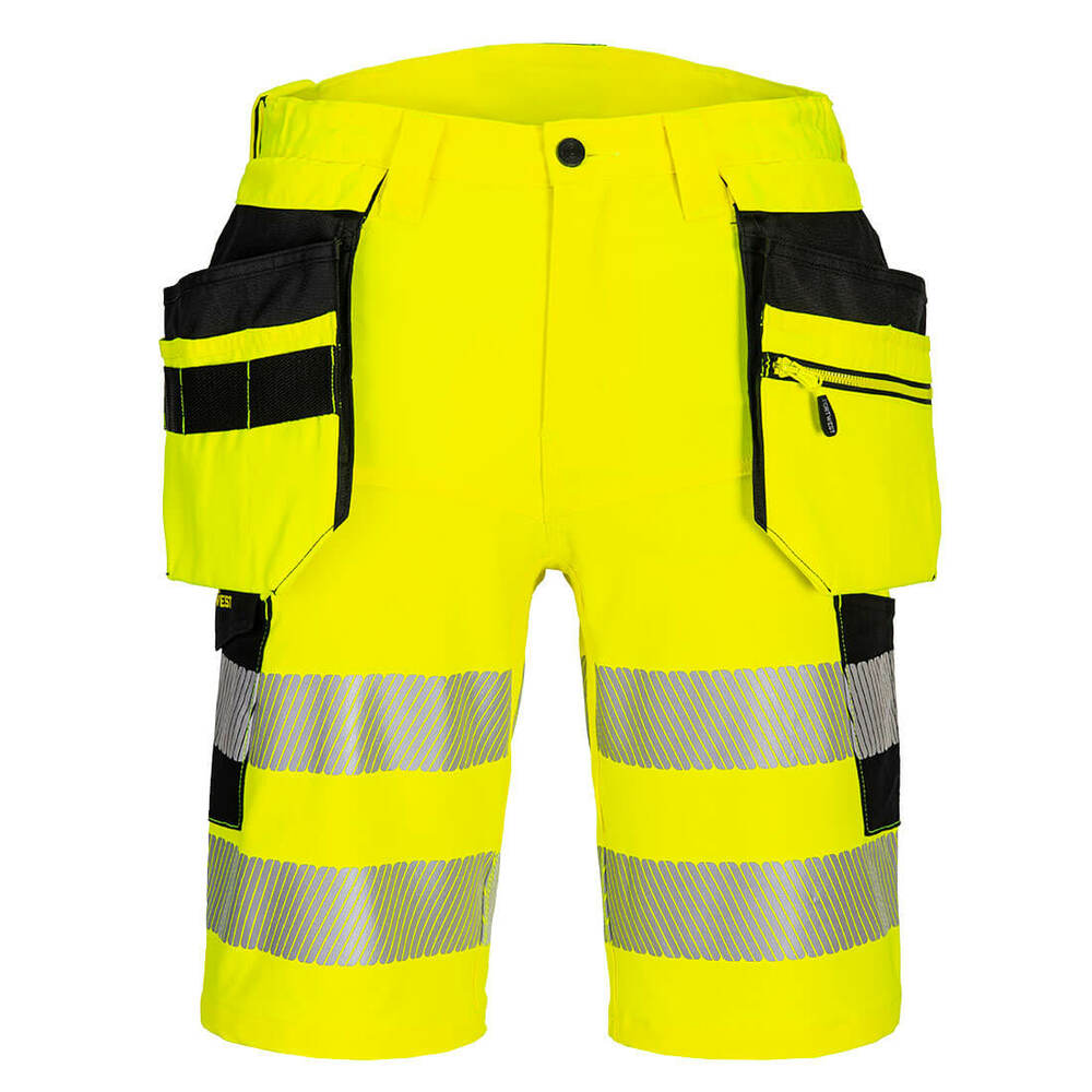 Spodenki ostrzegawcze DX4 z kaburami, kolor żółty/czarny, rozmiar 36 1