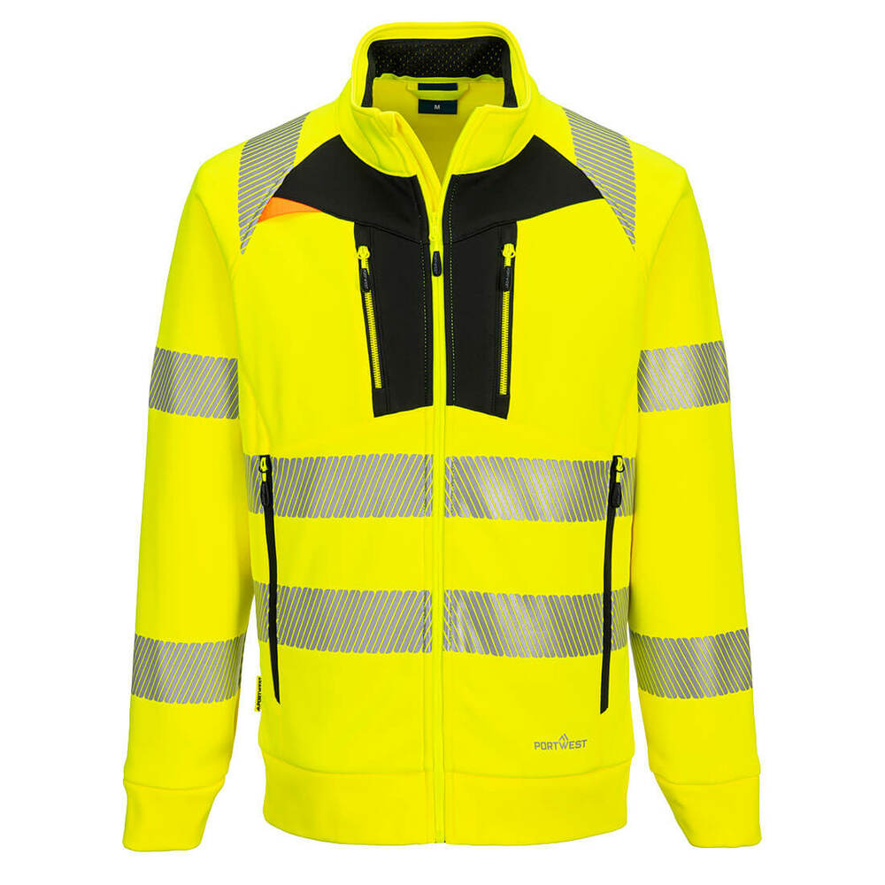 Bluza ostrzegawcza DX4 ze stójką zapinana na zamek, kolor żółty/czarny, rozmiar M 1