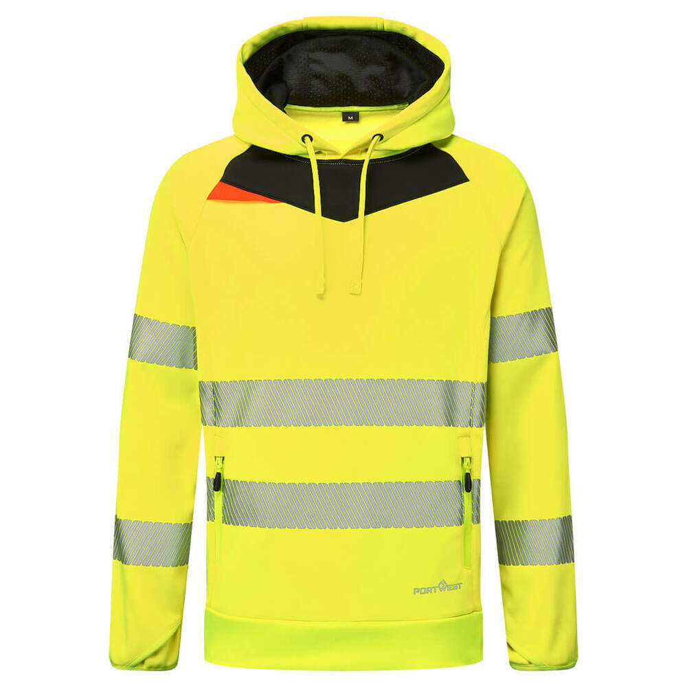 Ostrzegawcza bluza z kapturem DX4, kolor żółty/czarny, rozmiar XXXL 1