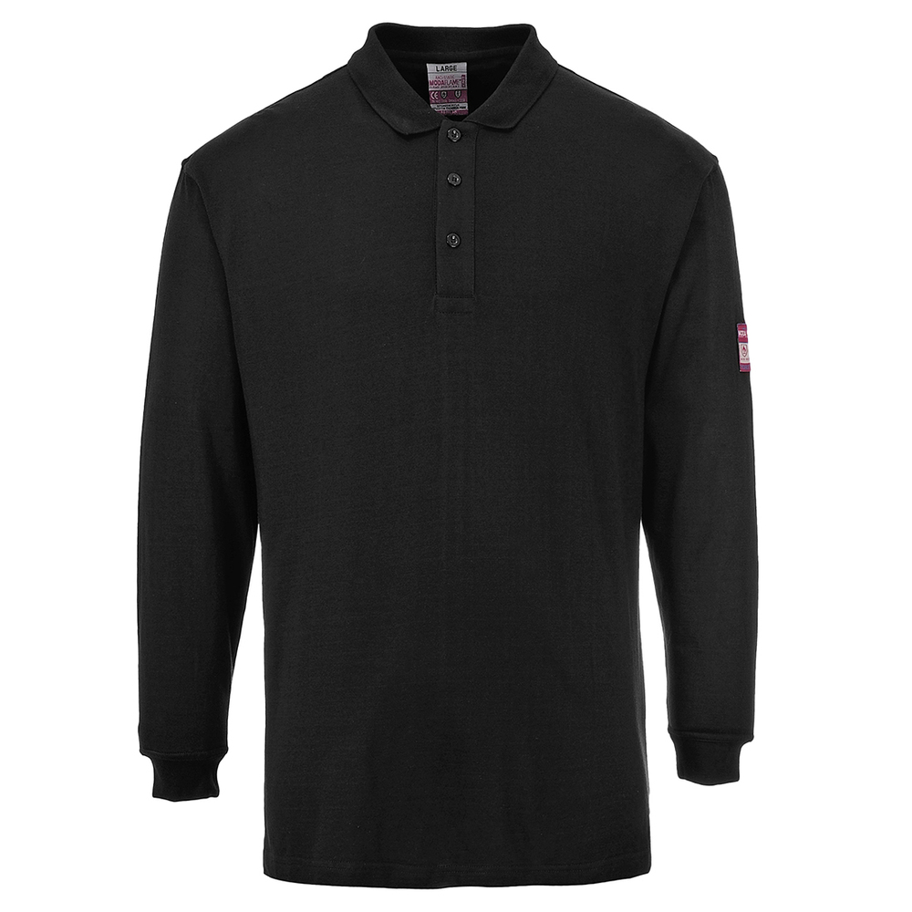 Dwukolorowa koszulka polo Modaflame trudnopalna i antystatyczna z długimi rękawami, kolor czarny, rozmiar 4XL 1