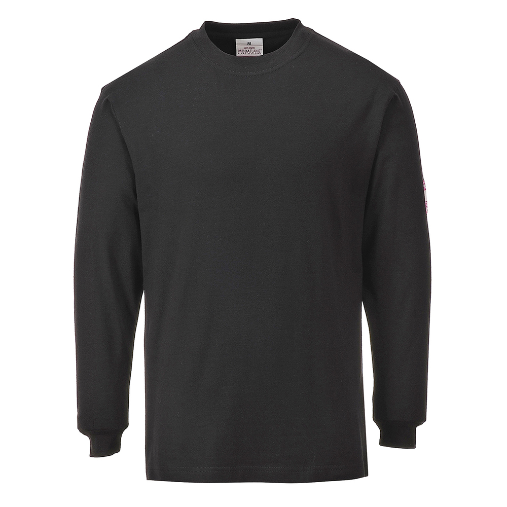 Trudnopalny i antystatyczny t-shirt z długim rękawem Modaflame, kolor czarny, rozmiar M 1