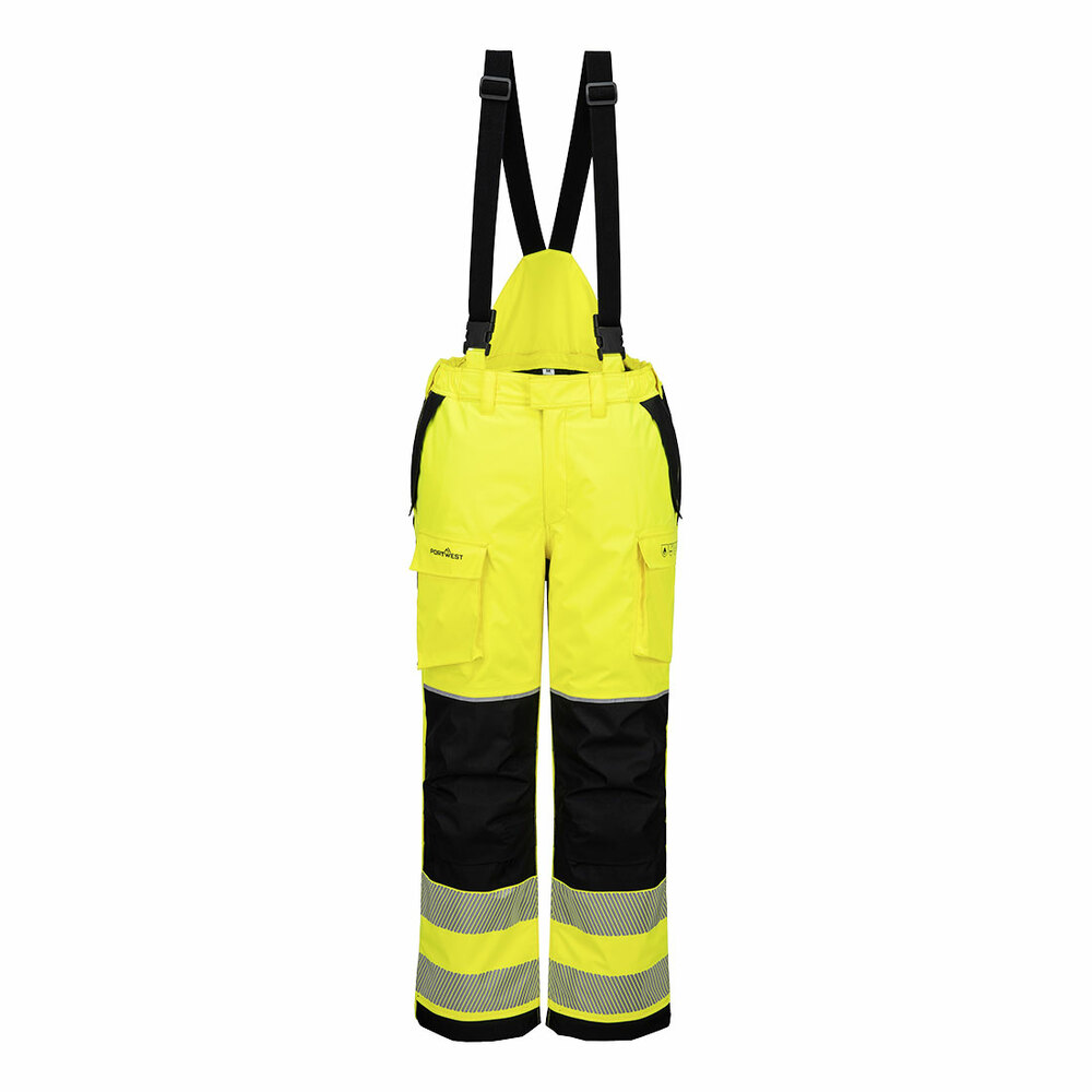 Spodnie robocze zimowe trudnopalne i ostrzegawcze PW3 Modaflame Rain, kolor żółty/czarny, rozmiar L 1