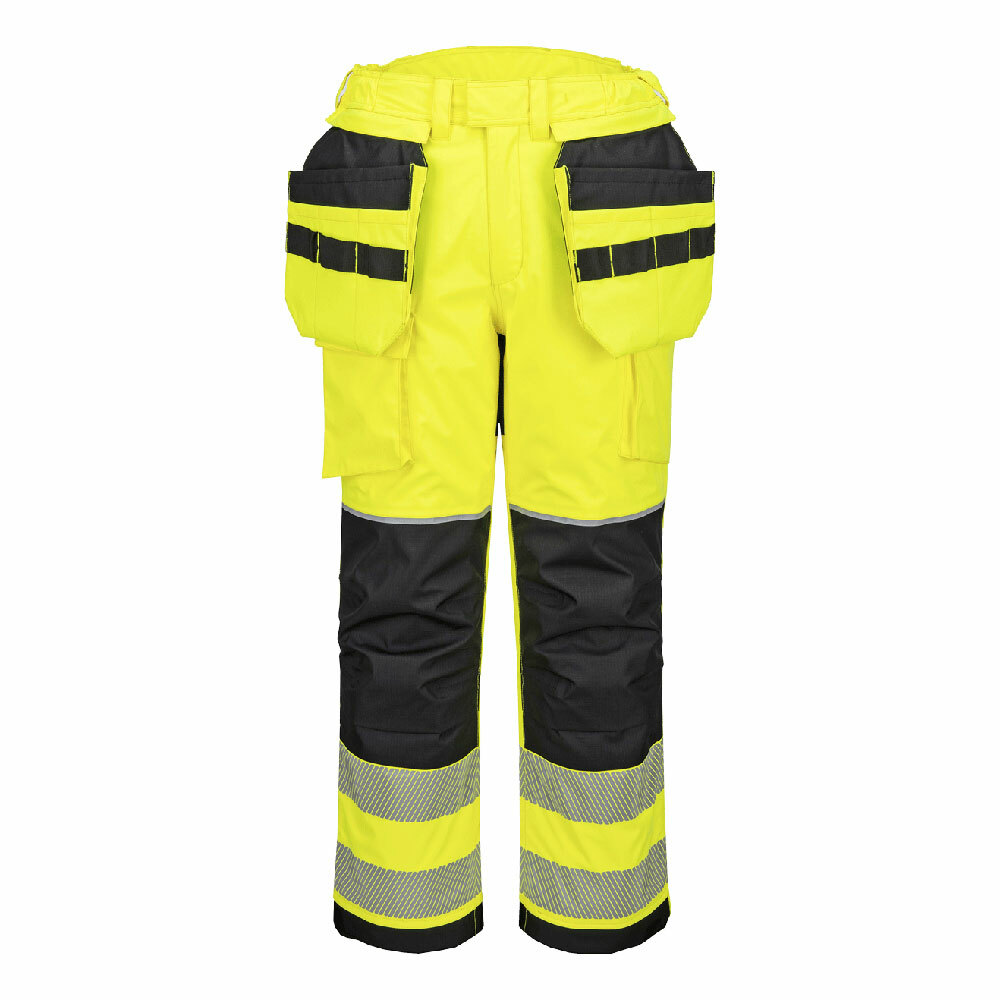 Spodnie robocze zimowe trudnopalne i ostrzegawcze PW3 Modaflame Rain z kieszeniami kaburowymi, kolor żółty/czarny, rozmiar M 1