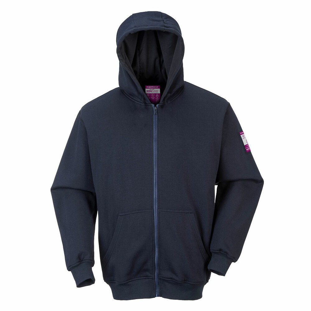 Trudnopalny sweter Modaflame z kapturem zapinany na zamek, kolor granatowy, rozmiar 5XL 1