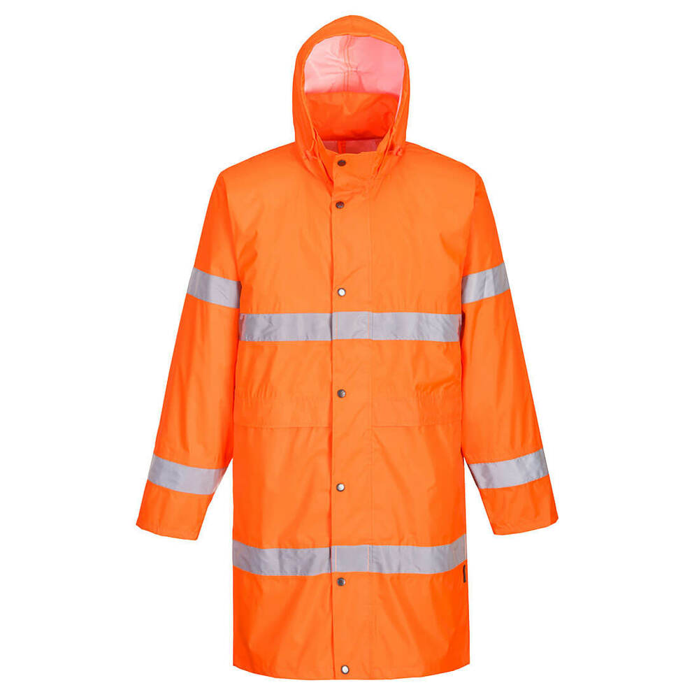 Płaszcz przeciwdeszczowy ostrzegawczy 100cm, kolor pomarańczowy, rozmiar XXXL 1