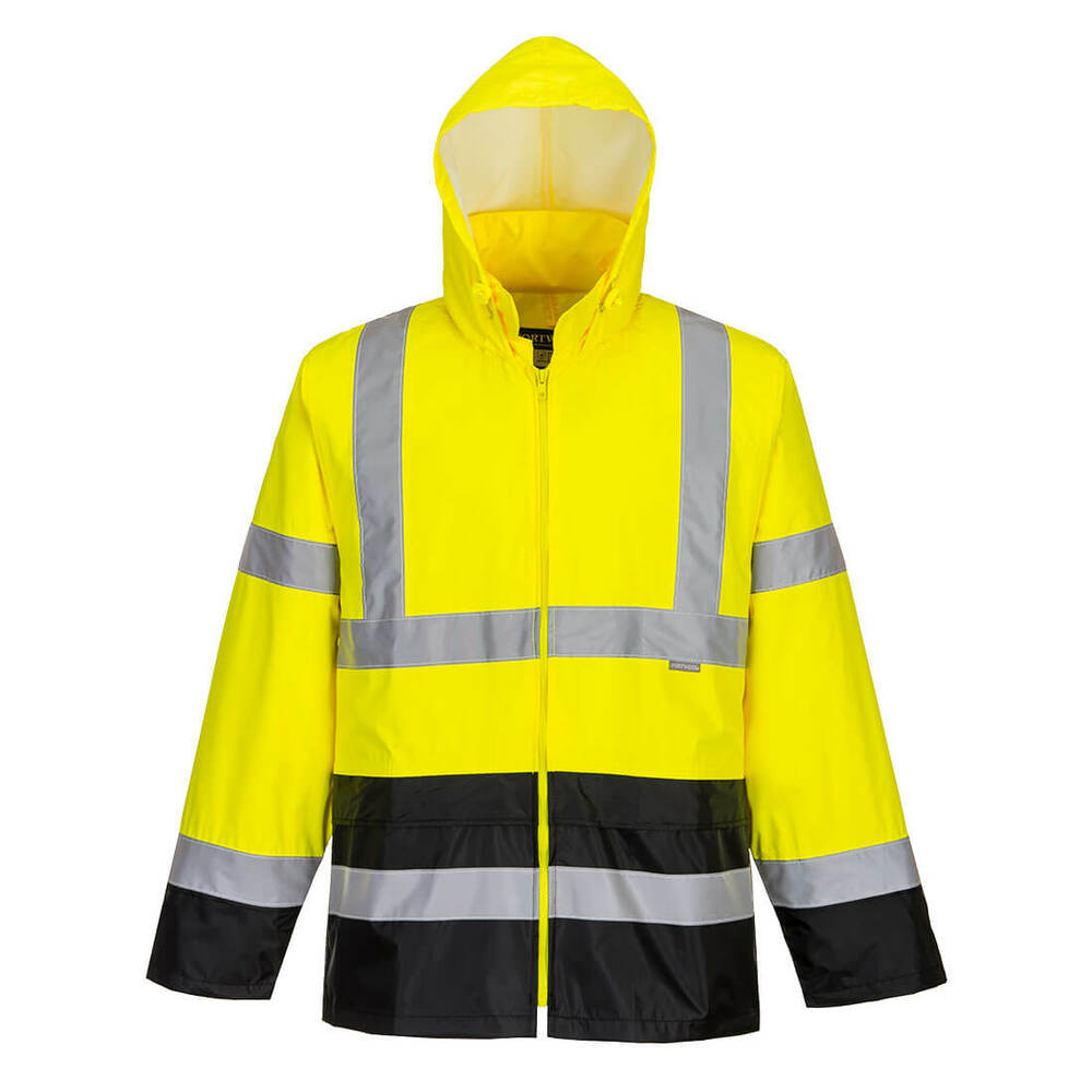 Klasyczna kurtka przeciwdeszczowa ostrzegawcza, kolor żółty/czarny, rozmiar 4XL 1