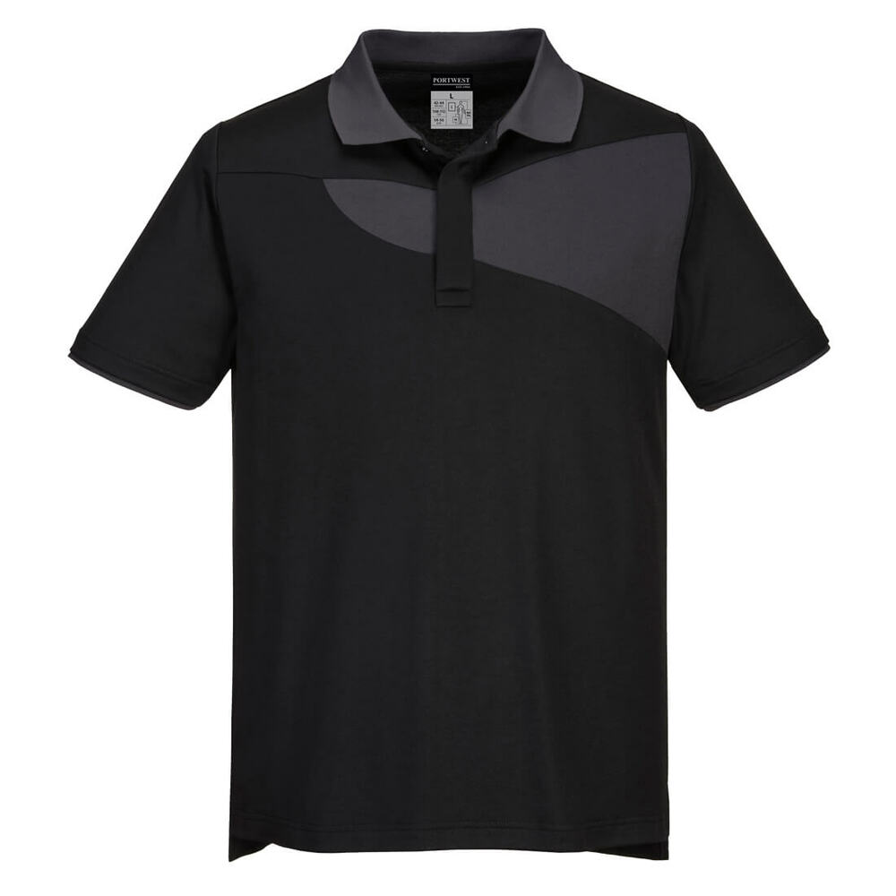 Koszulka Polo PW2, kolor czarny/szary, rozmiar XXL 1