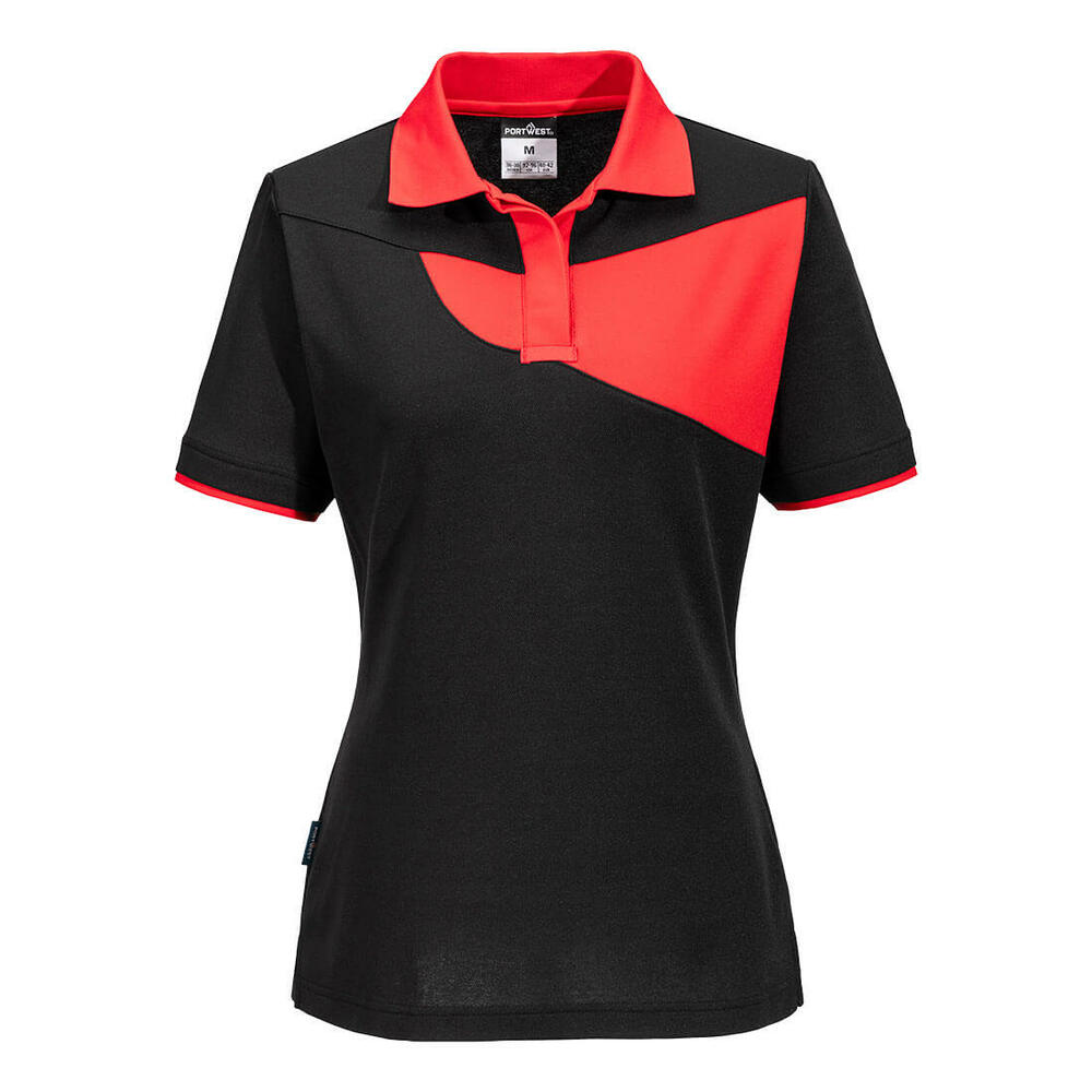 Damska koszulka polo PW2, kolor czarny/czerwony, rozmiar XL 1