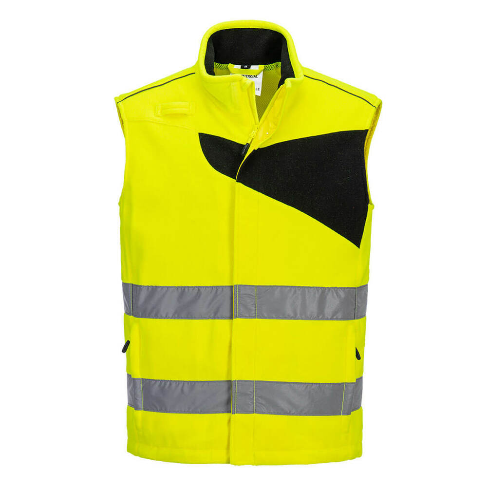 Ostrzegawczy ocieplacz polarowy PW2, kolor żółty/czarny, rozmiar XXXL 1