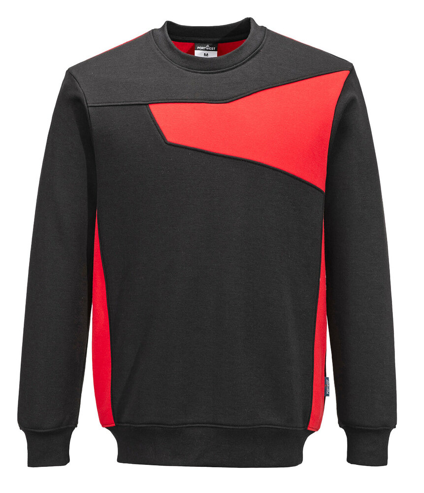 Bluza PW2 okrągłym wykończeniem pod szyją, kolor czarny/czerwony, rozmiar XXL 1