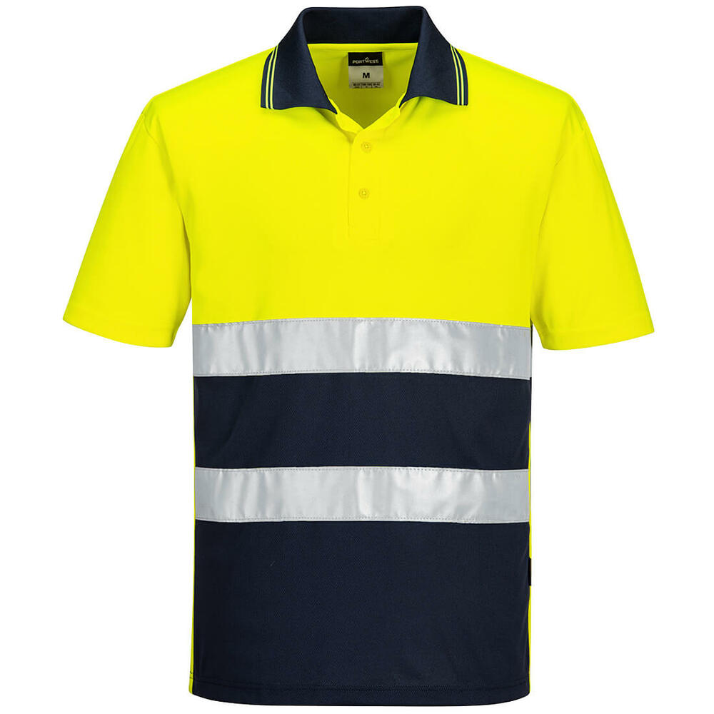 Lekka, ostrzegawcza koszulka Polo S/S, kolor żółty/granatowy, rozmiar XXXL 1