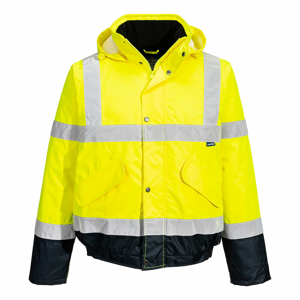 Dwukolorowa kurtka ostrzegawcza Bomber, kolor żółty/granatowy, rozmiar XXXL 1