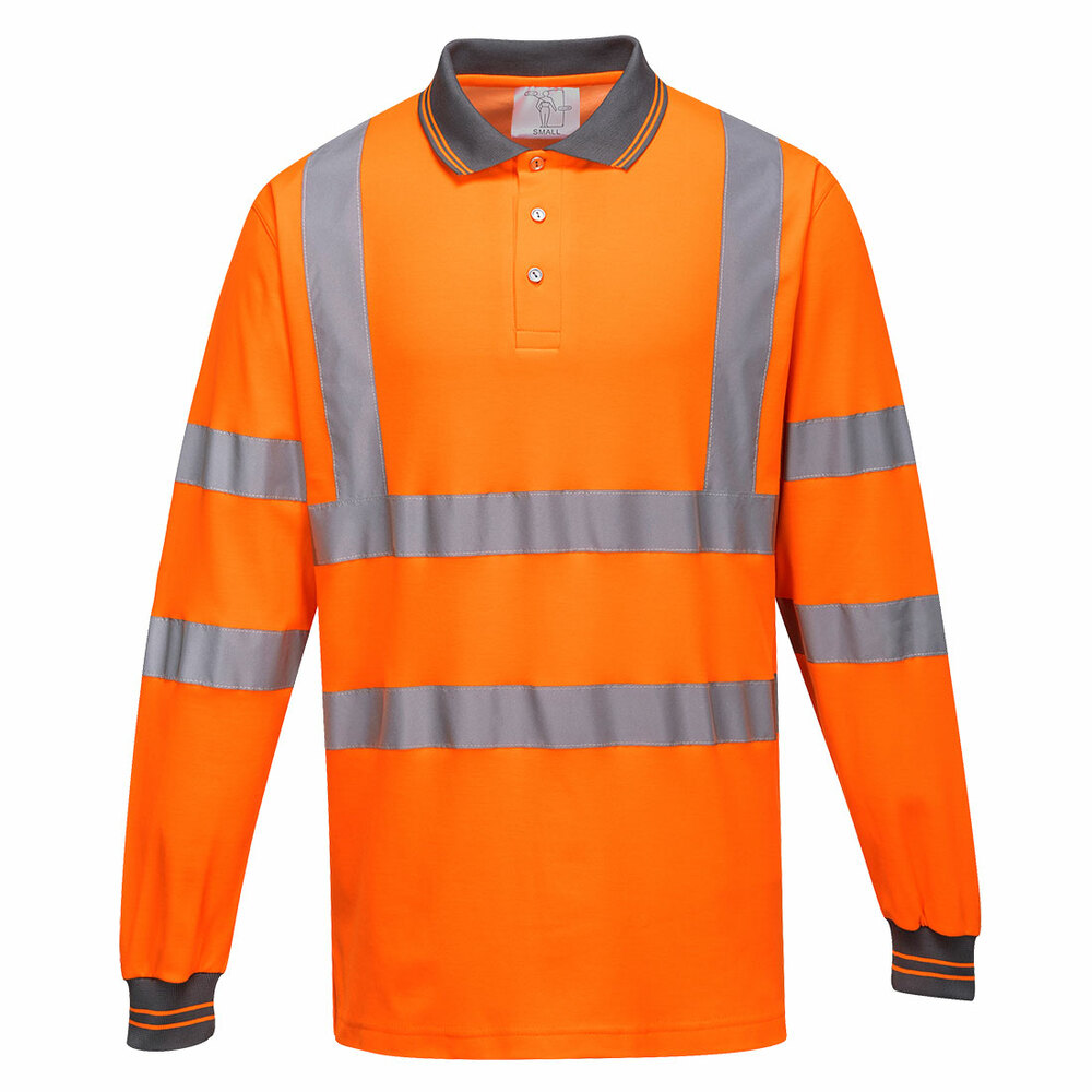 Koszulka polo ostrzegawcza Cotton Comfort z długimi rękawami, kolor pomarańczowy, rozmiar S 1