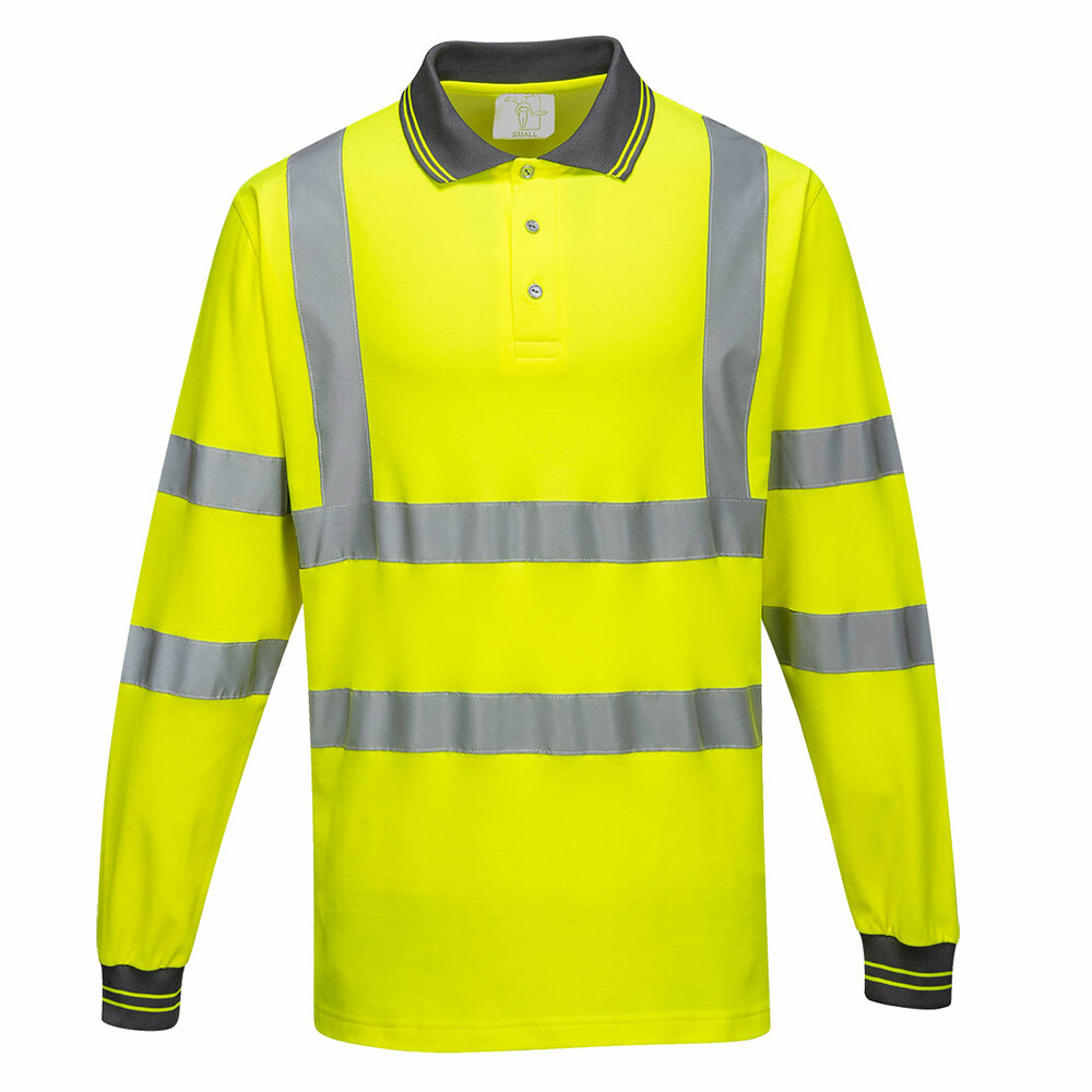 Koszulka polo ostrzegawcza Cotton Comfort z długimi rękawami, kolor żółty, rozmiar XXXL 1