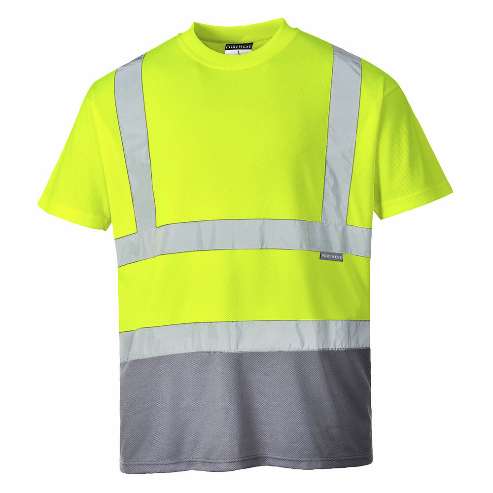 T-shirt ostrzegawczy dwukolorowy, kolor żółty/szary, rozmiar XL 1