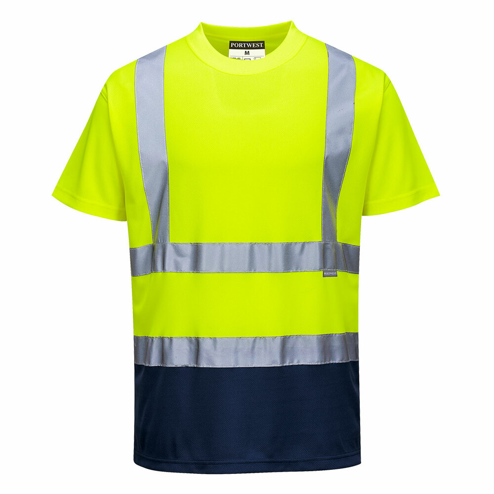 T-shirt ostrzegawczy dwukolorowy, kolor żółty/granatowy, rozmiar 4XL 1