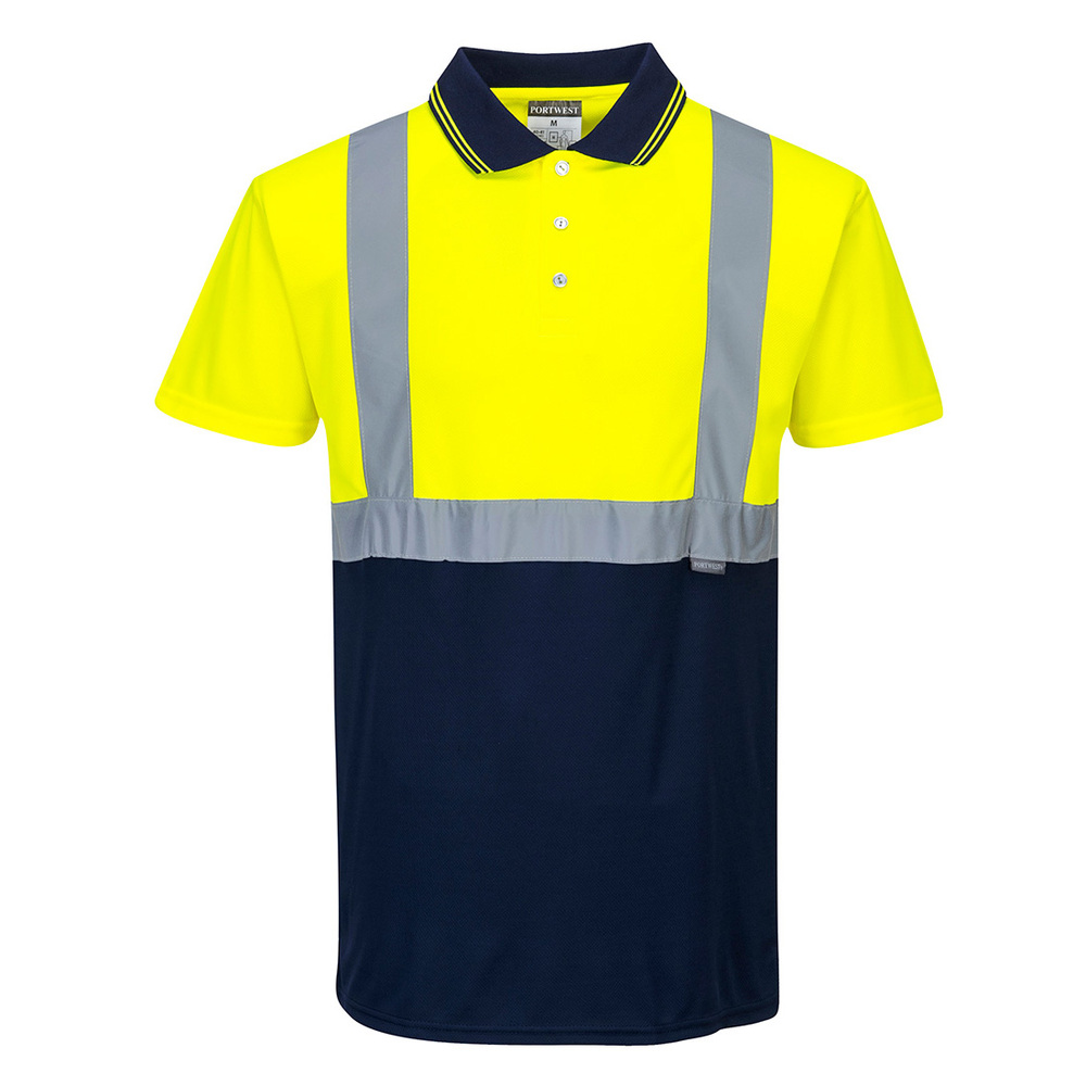 Dwukolorowa koszulka ostrzegawcza polo, kolor żółty/granatowy, rozmiar 4XL 1