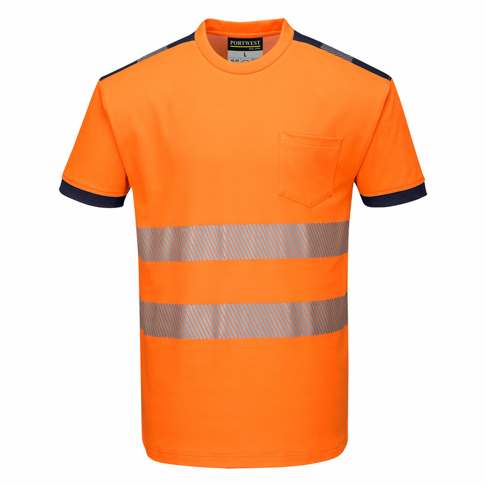 T-Shirt ostrzegawczy PW3, kolor pomarańczowy/granat, rozmiar L 1
