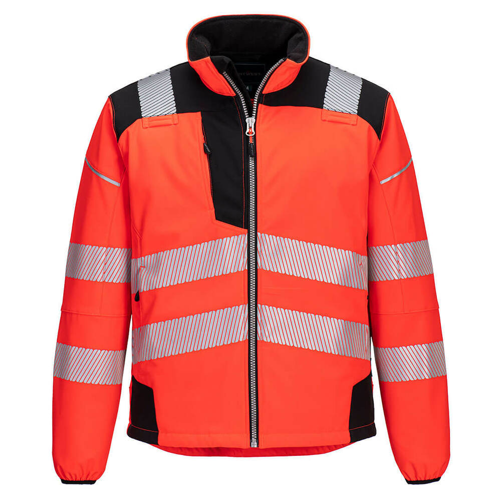 Softshell ostrzegawczy PW3, kolor czerwony/czarny, rozmiar XXXL 1