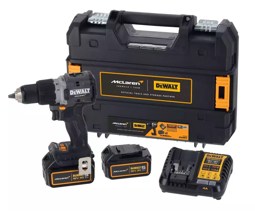 Wiertarko-wkrętarka akumulatorowa 2x5,0Ah 18V XR McLaren F1 edycja limitowana DeWalt DCD85MP2T 1