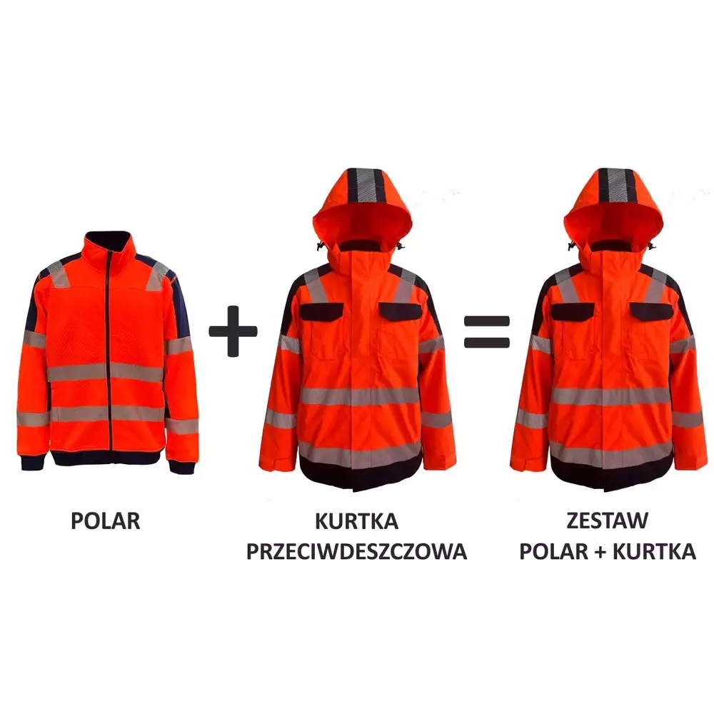 Zestaw kurtka przeciwdeszczowa i bluza polarowa kolor pomarańczowy XL Vizwel VWJK433-FC62ON/XL 1