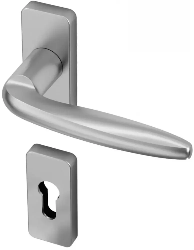 Klamka Kobe szyld prostokątny 74x33mm claq8 50-90 + szyld WB, chrom matowy [10741-1505-002-000-15] 1