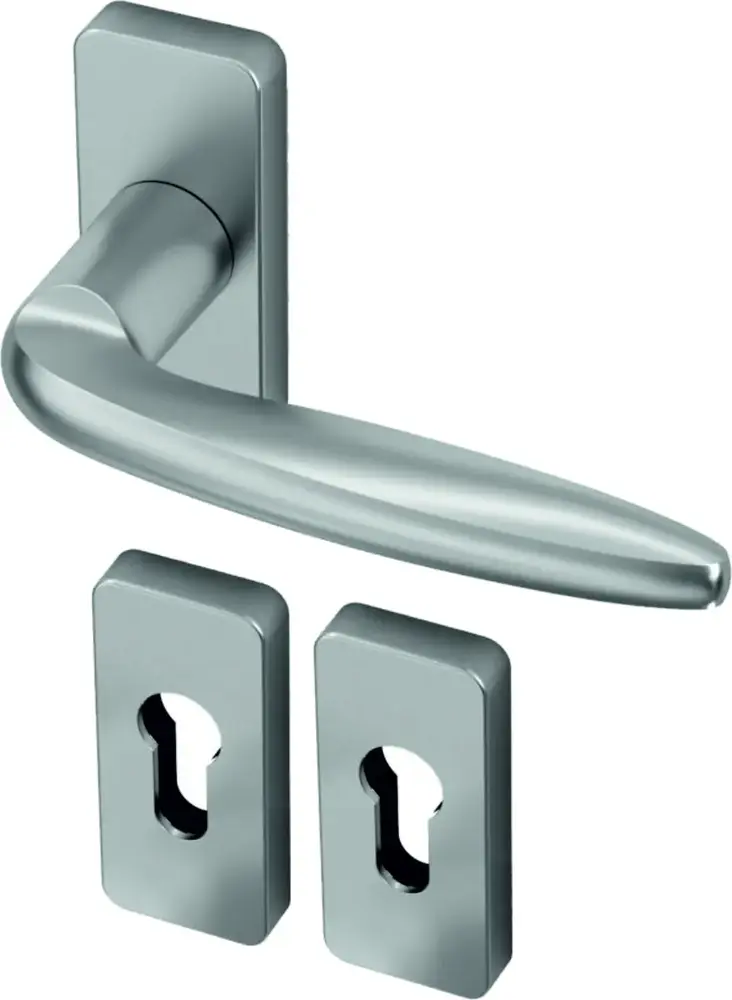 Klamka jednostronna Kobe szyld prostokątny 74x33mm Claq8 + szyld WB (2 szt.), chrom matowy 1