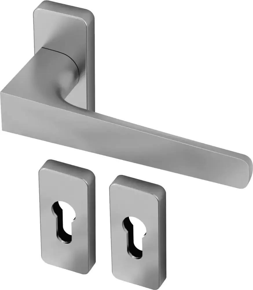 Klamka jednostronna Gaius szyld prostokątny 74x33mm Claq8 + szyld WB (2 szt.), chrom matowy 1