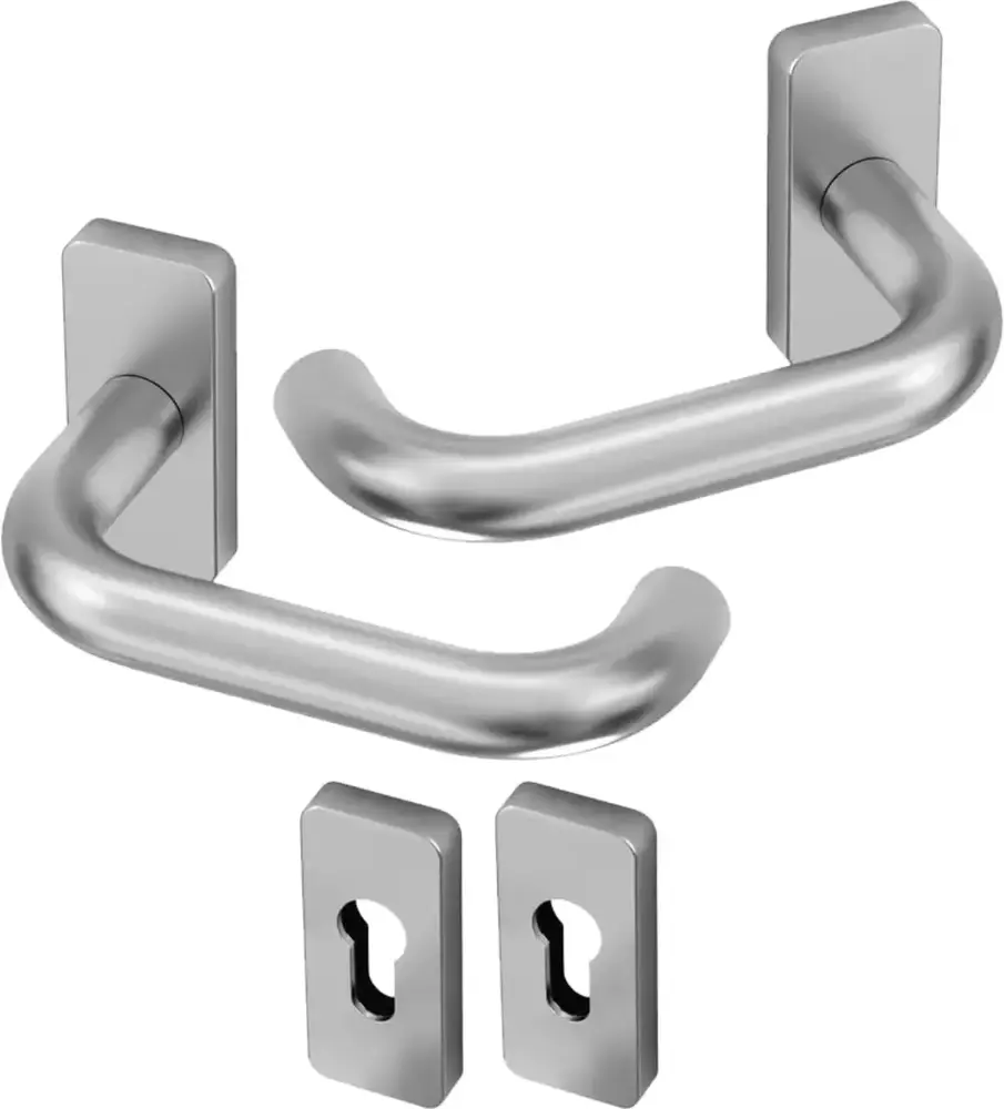 Klamka Torri szyld prostokątny 74x33mm claq 35-55 + szyld WB, stal nierdzewna matowa 304 1